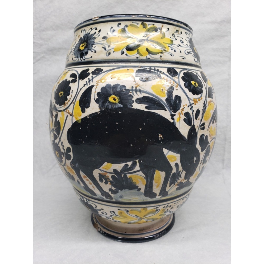 16-17th C Majolica Pot Jar with Animals Rare Find Italian Pottery